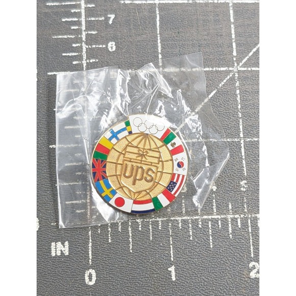 UPS United Parcel Service Nagano 1998 Olympic Enamel Pin Country Flags Souvenir - Picture 2 of 5
